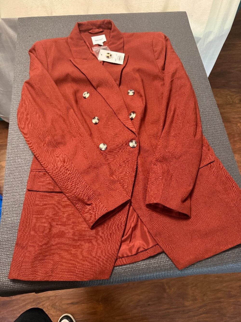NWT Nine West Rust Double Breasted Blazer Jacket Size M